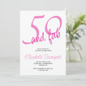 Minimaal 50 en Fab Roze Verjaardag Kaart (Staand voorkant)