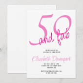 Minimaal 50 en Fab Roze Verjaardag Kaart (Voorkant / Achterkant)