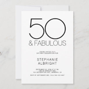 Minimaal 50 en Fabulous 50ste verjaardagsfeestje Kaart