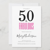 Minimaal 50 en Fabulous Pink 50ste verjaardagsfees Kaart (Voorkant)