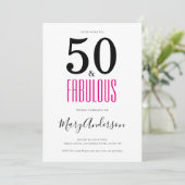 Minimaal 50 en Fabulous Pink 50ste verjaardagsfees Kaart (Staand voorkant)