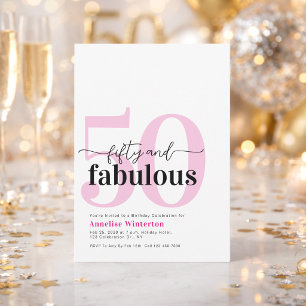 Minimaal 50 en Fabulous Roze 50ste Verjaardagsfees Kaart