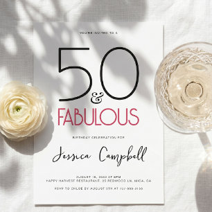Minimaal 50 en Fabulous Roze 50ste Verjaardagsfees Kaart