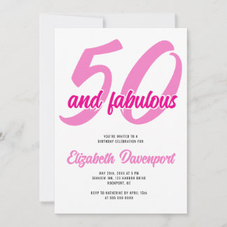 Minimaal 50 en Fabulous Roze Verjaardag Kaart
