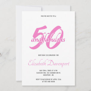 Minimaal 50 en Fabulous Zwart en Roze Verjaardag Kaart