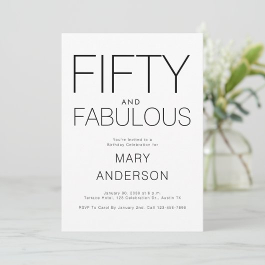 Minimaal 50 en fantastisch 50ste verjaardagsfeest kaart (Staand voorkant)