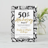 Minimaal 50e bruiloft Jubileum Party Zwart Goud Kaart (Staand voorkant)