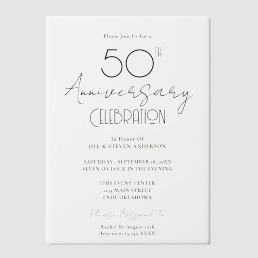 Minimaal 50ste Jubileum Vellum Uitnodigingen (Voorkant)