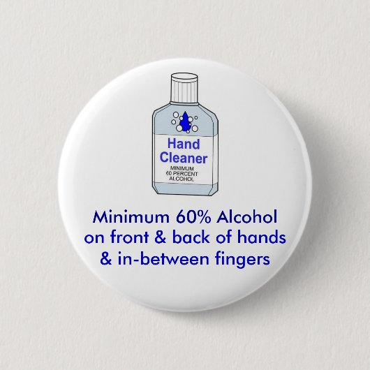 Minimaal 60 % alcohol ronde button 5,7 cm (Voorkant)