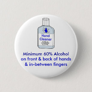 Minimaal 60 % alcohol ronde button 5,7 cm