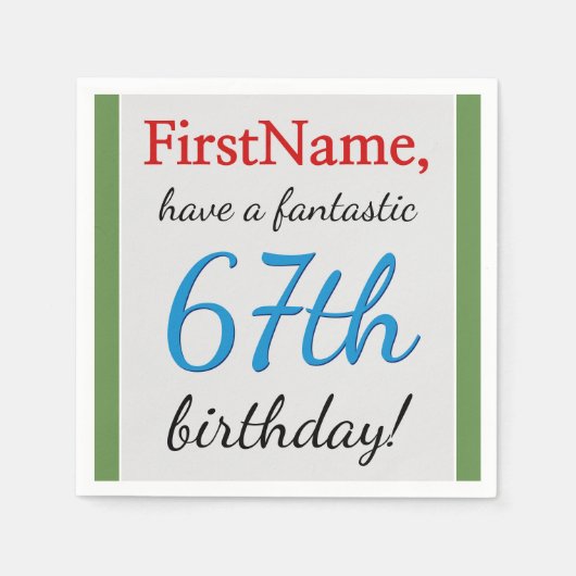 Minimaal 67e verjaardag papieren servetten (Voorkant)