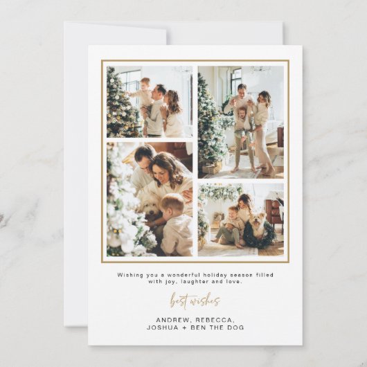 Minimaal 6 foto Christmas Kaart Modern Gold Elegan (Achterkant)