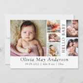 Minimaal 6 Foto Hallo Baby Bedankkaart (Voorkant)