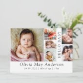 Minimaal 6 Foto Hallo Baby Bedankkaart (Staand voorkant)