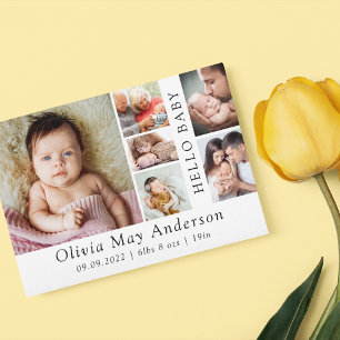 Minimaal 6 Foto Hallo Baby Bedankkaart
