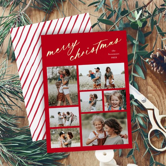 Minimaal 7 foto collage script Kerstmis  Folie Feestdagenkaart