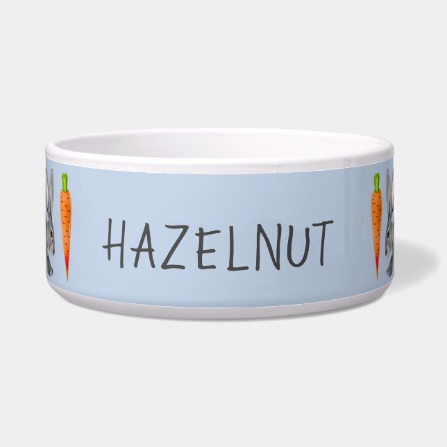 Minimaal aangepast blauwkonijnenpatroon voerbakje (Voorkant)