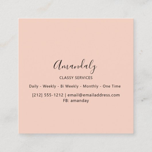 Minimaal aangepast Logo omlijnd Makeup-Roos Vierkante Visitekaartje (Achterkant)