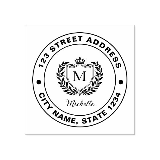 Minimaal aangepast monogram naam Koninklijke Crest Rubberstempel (Afrduk)