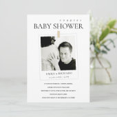 MINIMAAL AANGEPASTE FOTO KOUPLT BABY SHOWER INVITE BEDANKKAART (Staand voorkant)
