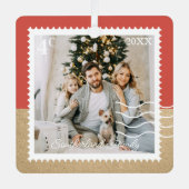 Minimaal aantal foto's uit de familie Verzendstemp Metalen Ornament (Voorkant)