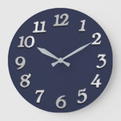 Minimaal aantal grijze grijze Elegant Blue Navy Grote Klok (Voorkant)