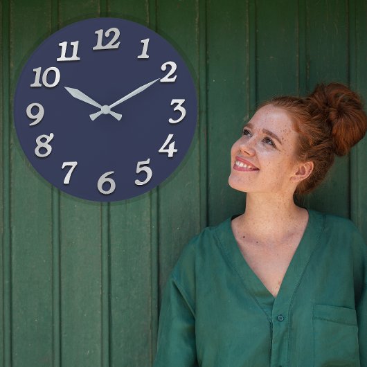 Minimaal aantal grijze grijze Elegant Blue Navy Grote Klok