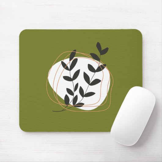 Minimaal abstract in  kleur Olijfgroen Muismat (Met muis)