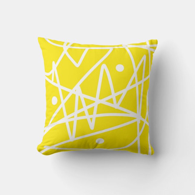 Minimaal Abstract kunstpatroongeel wit Kussen (Voorkant)