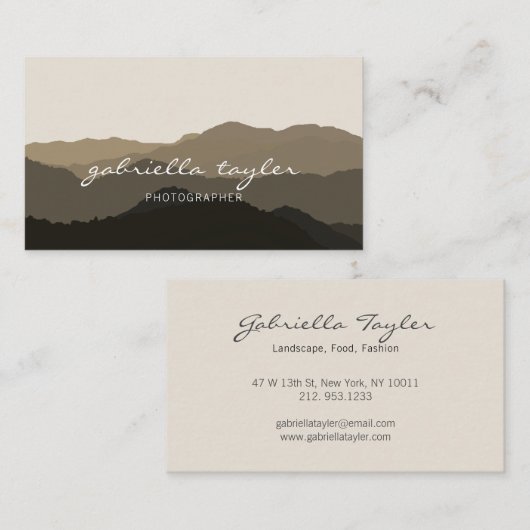 Minimaal Abstract landschapsfotografe script Visitekaartje (Voorkant / Achterkant)