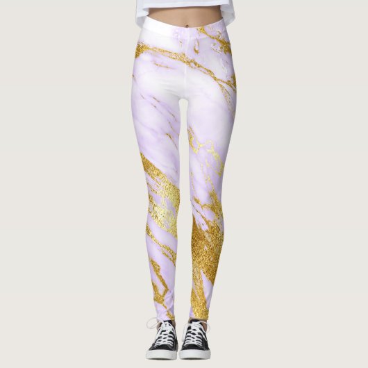 Minimaal Abstract minimaal Lila Paars goud met mar Leggings (Voorkant)
