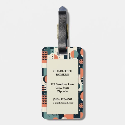 Minimaal Abstract naadloos patroon - geometrisch ( Bagagelabel (Achterkant verticaal)