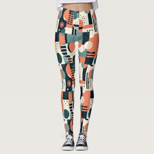 Minimaal Abstract naadloos patroon - geometrisch ( Leggings (Voorkant)