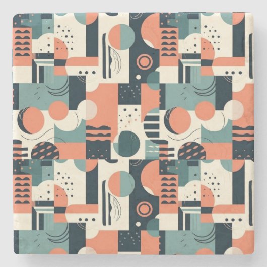 Minimaal Abstract naadloos patroon - geometrisch ( Stenen Onderzetter (Voorkant)