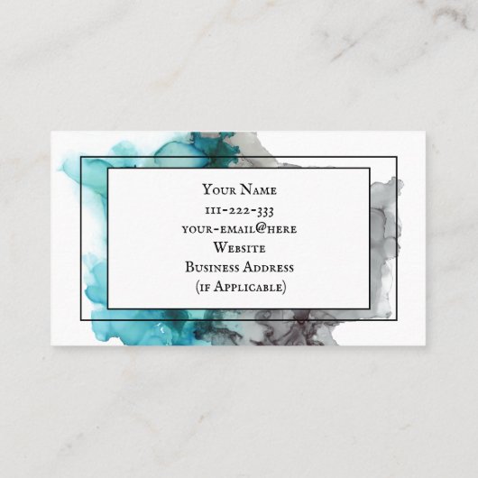 Minimaal Abstract Visitekaartje - Blauwgroen blauw (Achterkant)