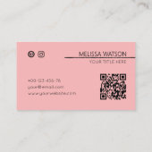Minimaal abstract zwart en roze vrouwelijk visitekaartje (Achterkant)