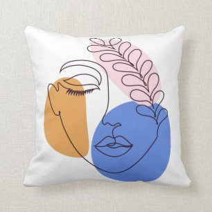 Minimaal Abstracte gezichtshavens Tekenen lijn Kussen