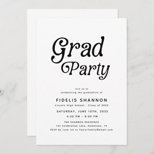 Minimaal Afstudeerder Party Retro Afstuderen Kaart (Voorkant / Achterkant)