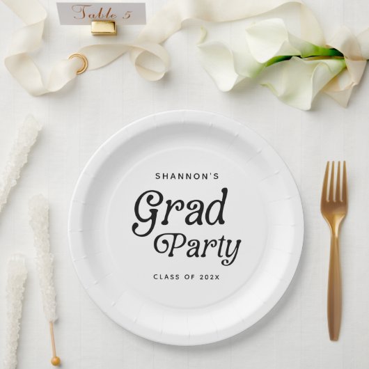 Minimaal Afstudeerder Party Retro Afstuderen Papieren Bordje (Huwelijk)