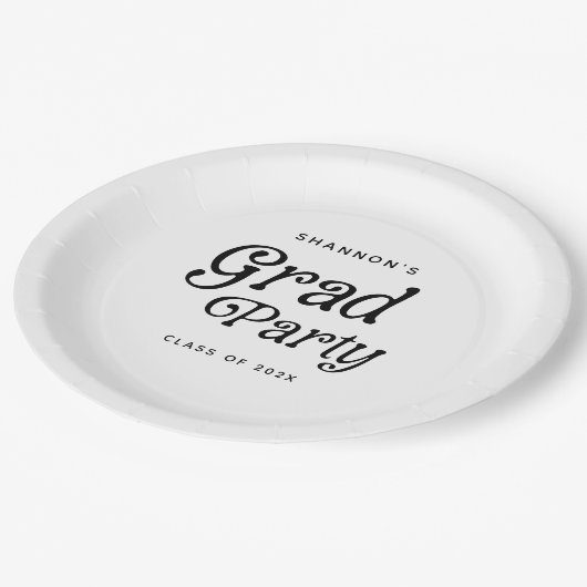 Minimaal Afstudeerder Party Retro Afstuderen Papieren Bordje (Gekanteld)