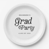 Minimaal Afstudeerder Party Retro Afstuderen Papieren Bordje (Voorkant)
