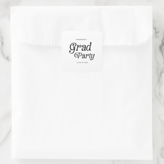 Minimaal Afstudeerder Party Retro Afstuderen Vierkante Sticker (Tas)