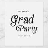 Minimaal Afstudeerder Party Retro Afstuderen Wijn Etiket (Enkel label)