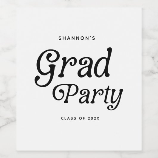 Minimaal Afstudeerder Party Retro Afstuderen Wijn Etiket (Enkel label)