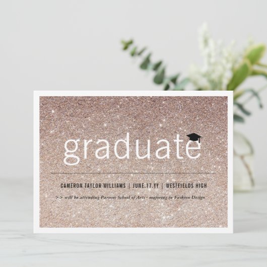 Minimaal Afstuderen foto-Afstuderen Bronze Glitter Aankondiging (Staand voorkant)