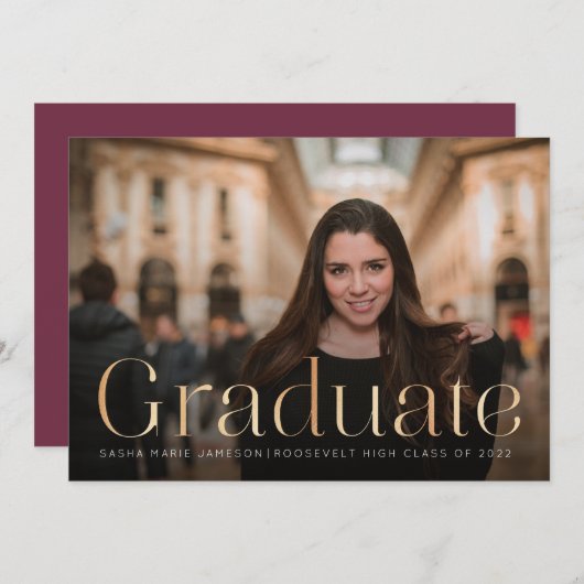 Minimaal Afstuderen landschap Foto Faux Gold Kaart (Voorkant / Achterkant)