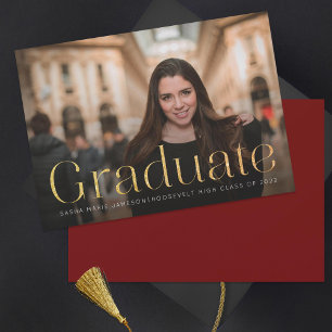 Minimaal Afstuderen landschap Foto Gold Glitter Kaart