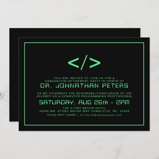 Minimaal Afstuderen programmeren|Uitnodiging tot p Kaart (Voorkant / Achterkant)