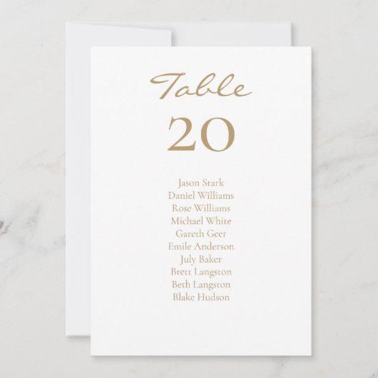 Minimaal All-in-One tafelnummer & Kaart (Voorkant)