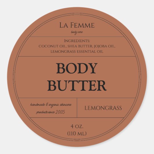 Minimaal amberkleurig cosmetisch etiket voor huidu (Voorkant)